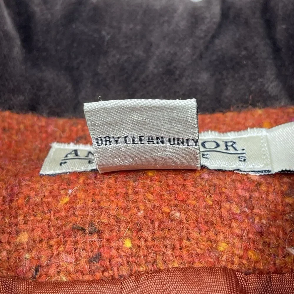 Ann Taylor Jacket Womens 2 Petite Orange Wool Blend Blazer Lined Speckled Career